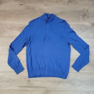 Banana Republic Sweater Mens Medium Blue Quarter Zip Casual Preppy Knit Career